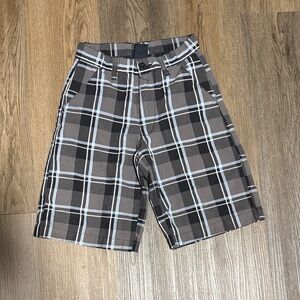 Boy’s Burnside Kids Plaid Brown and Black Shorts